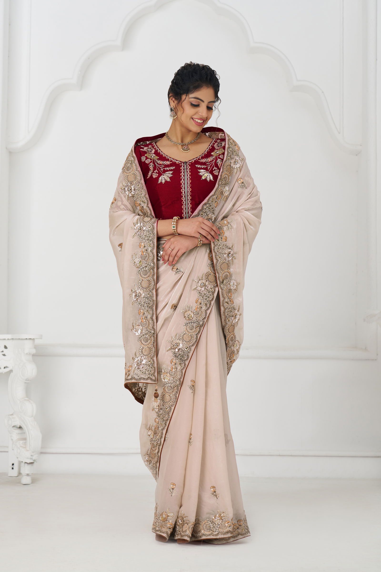 Kf 113 Chiku Pure Fendi Silk Saree Wholesale Online
